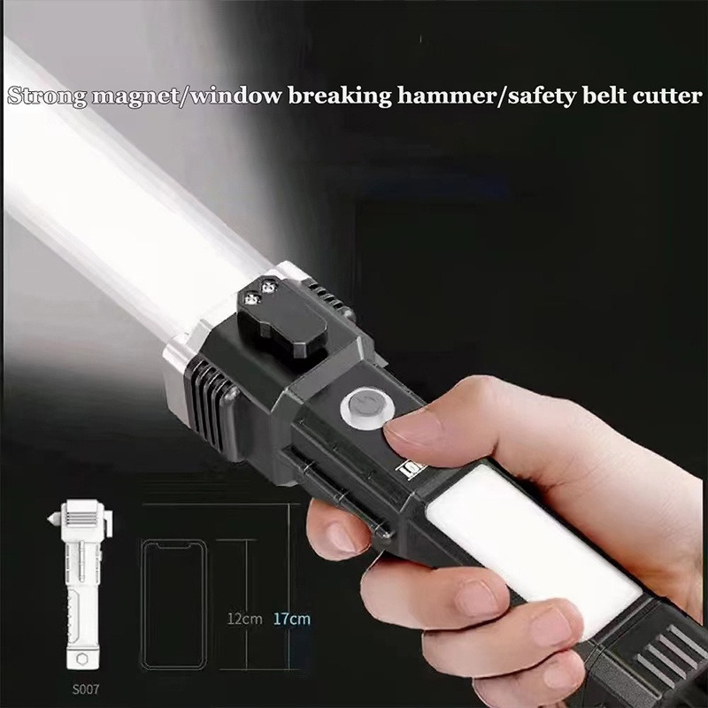 multifunctional flashlight safety hammer strong magnet torch