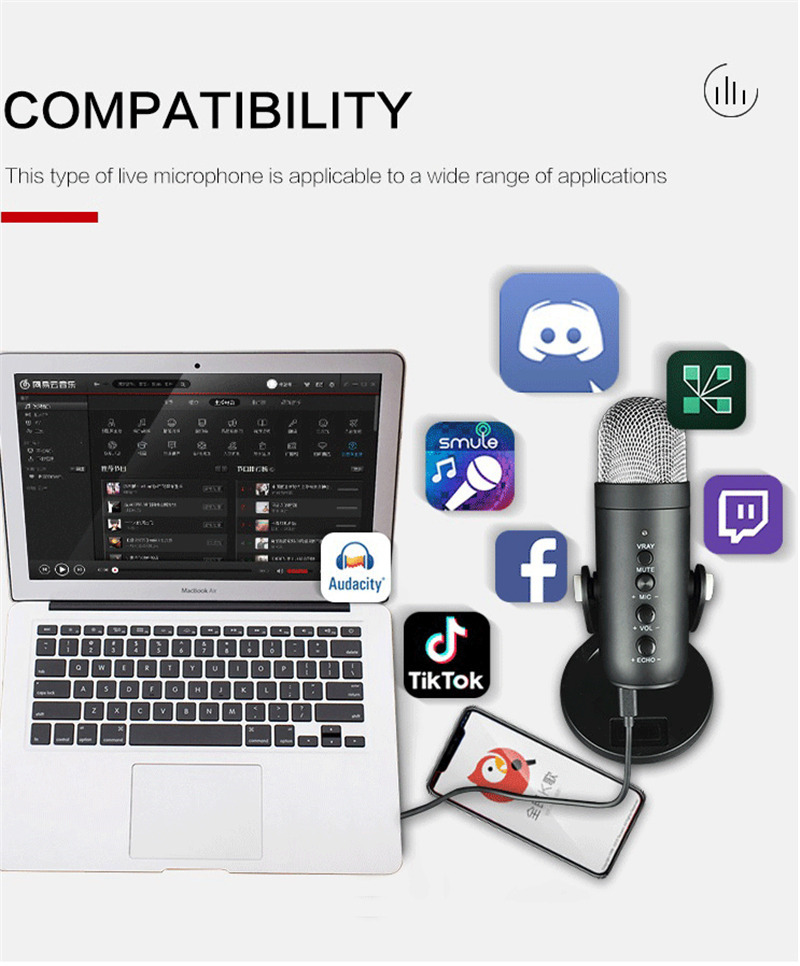 USB microphone professional condenser mic for PC computer