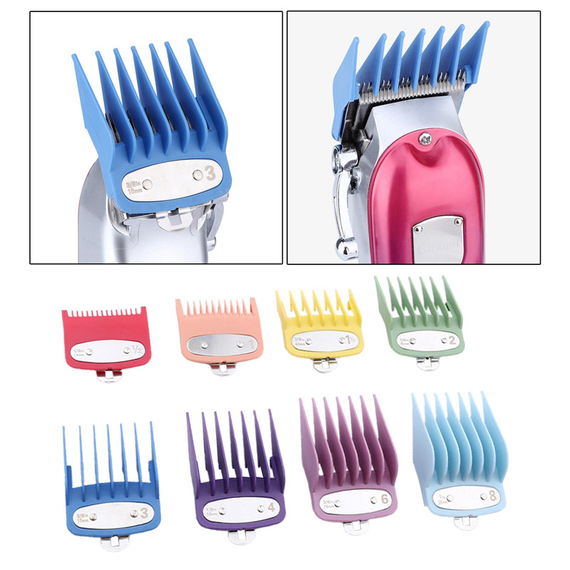 8Pcs hair clipper metal clip guide combs