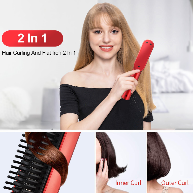 resuxi 2 in1 mini hair straightener heated comb