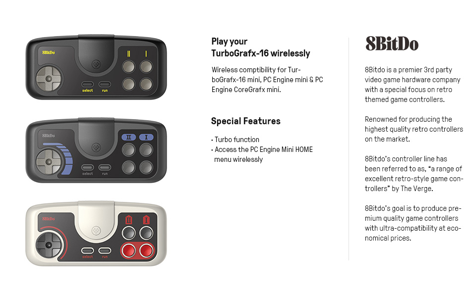 8BitDo wireless gamepad game controller for mini TurboGrafx-16 PC