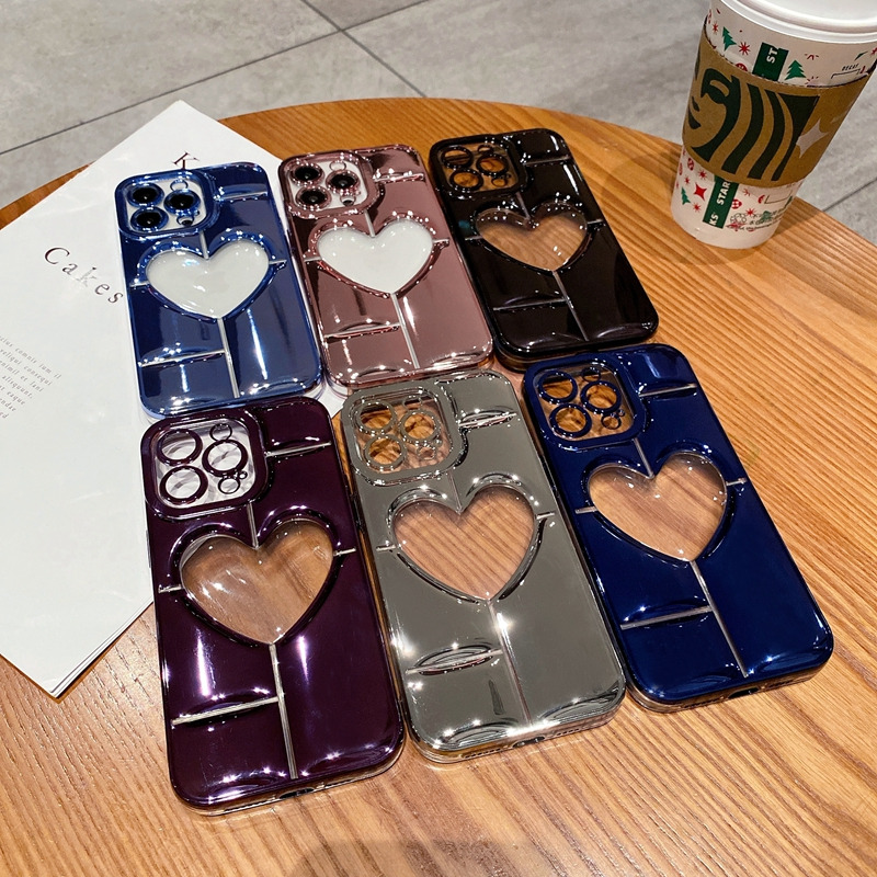 luxury soft love heart phone case for iphone 14 pro plus max
