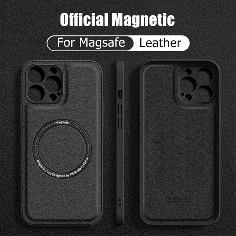 leather magsafe wireless charge case for iphone 14 pro plus max