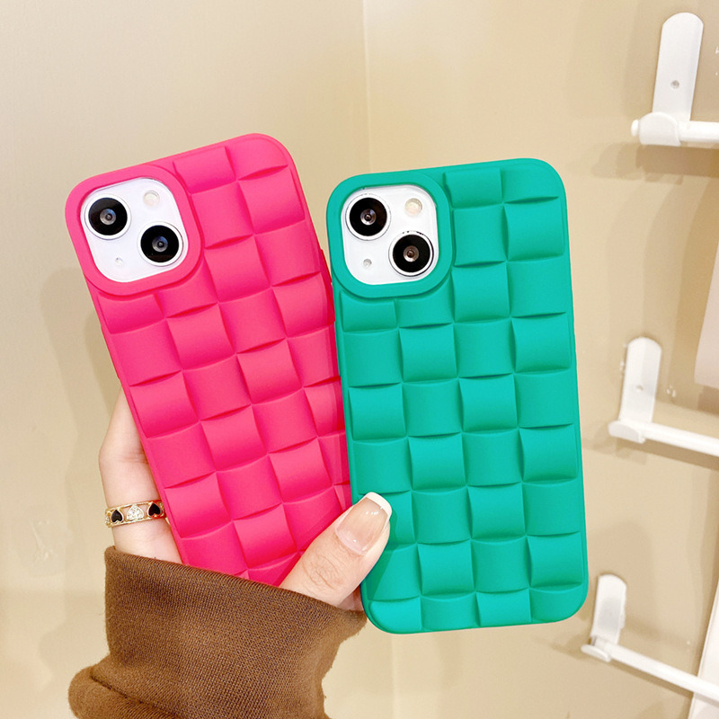 3D cube weave soft silicone phone case for iphone 14 pro plus max