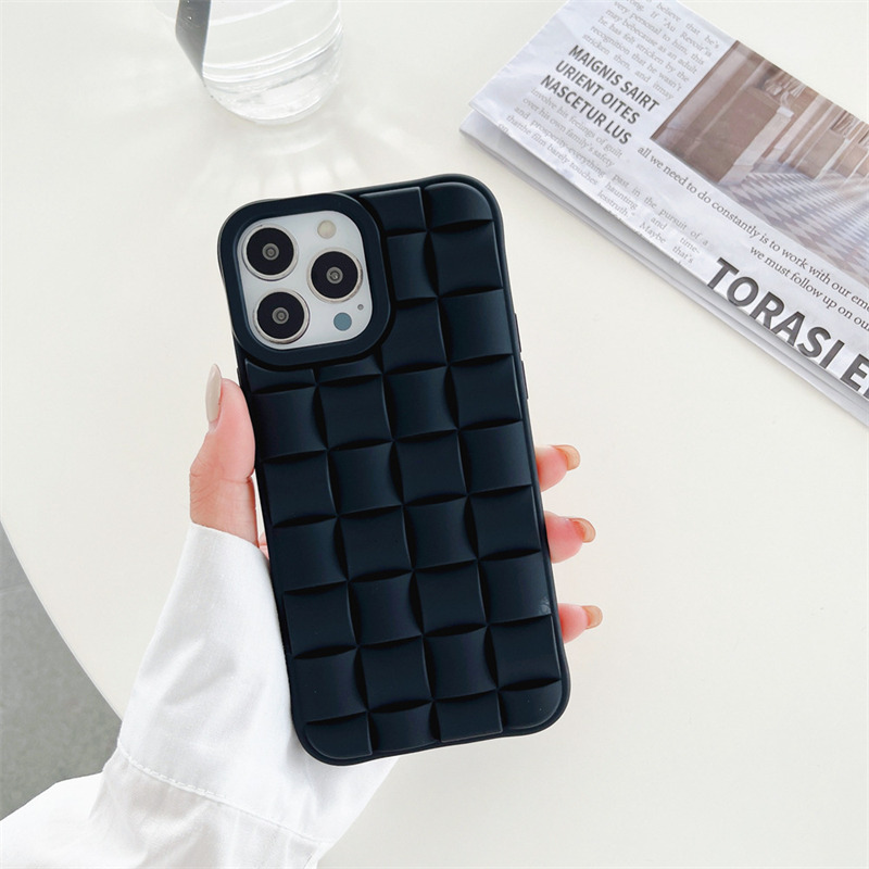 3D cube weave soft silicone phone case for iphone 14 pro plus max