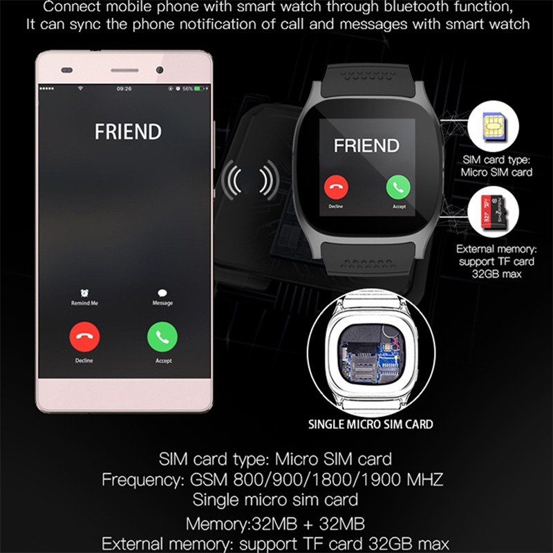 t8 bluetooth fitness tracker sport smart watch