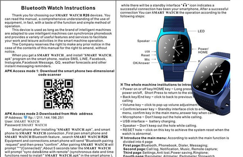 m26 bluetooth call smart watch pedometer waterproof wristwatch