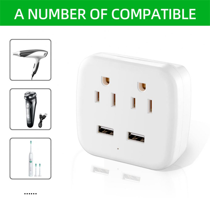 US standard plug 4 In 1 socket converter with 2 usb charging port