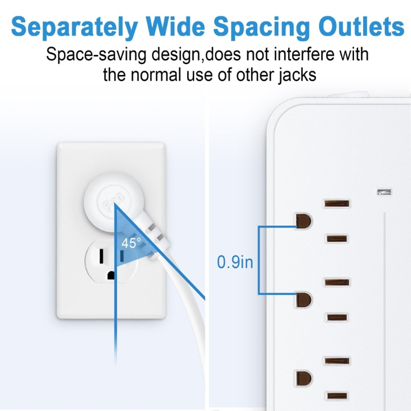 wall socket 8x outlets 3 USB ports