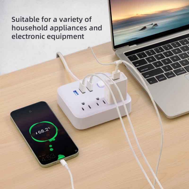 6 in 1 usb power strip 3 ac outlets & 3 usb ports