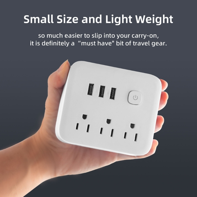 6 in 1 usb power strip 3 ac outlets & 3 usb ports