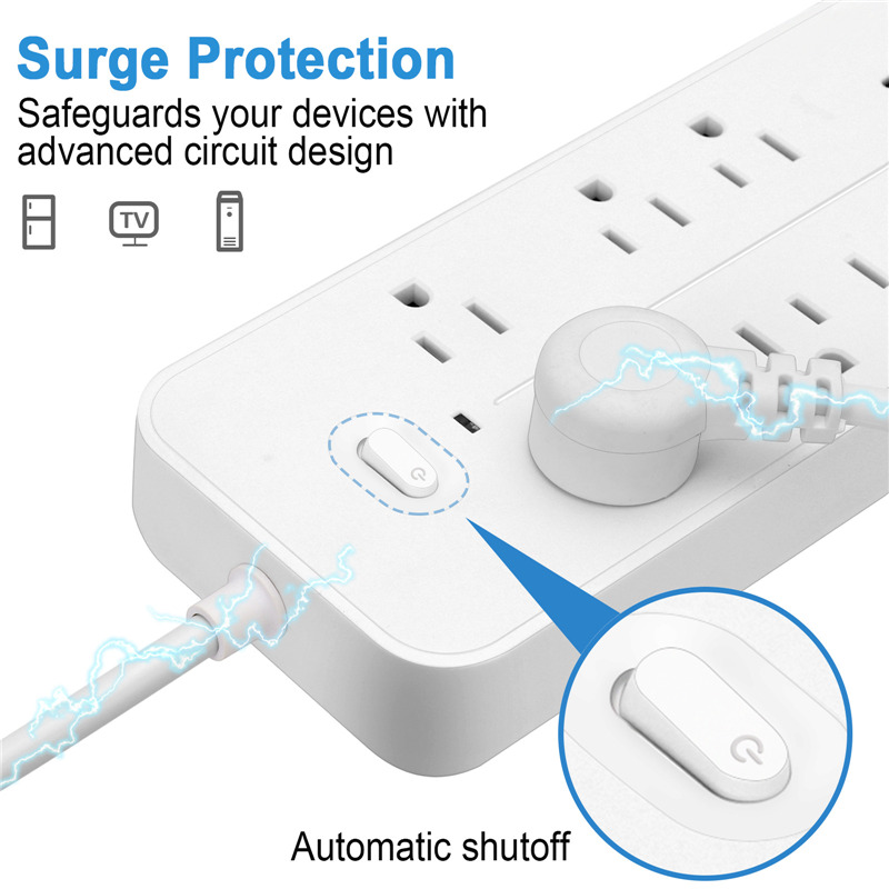10 in 1 usb power strip 6 ac outlets 3 usb 1 type c ports