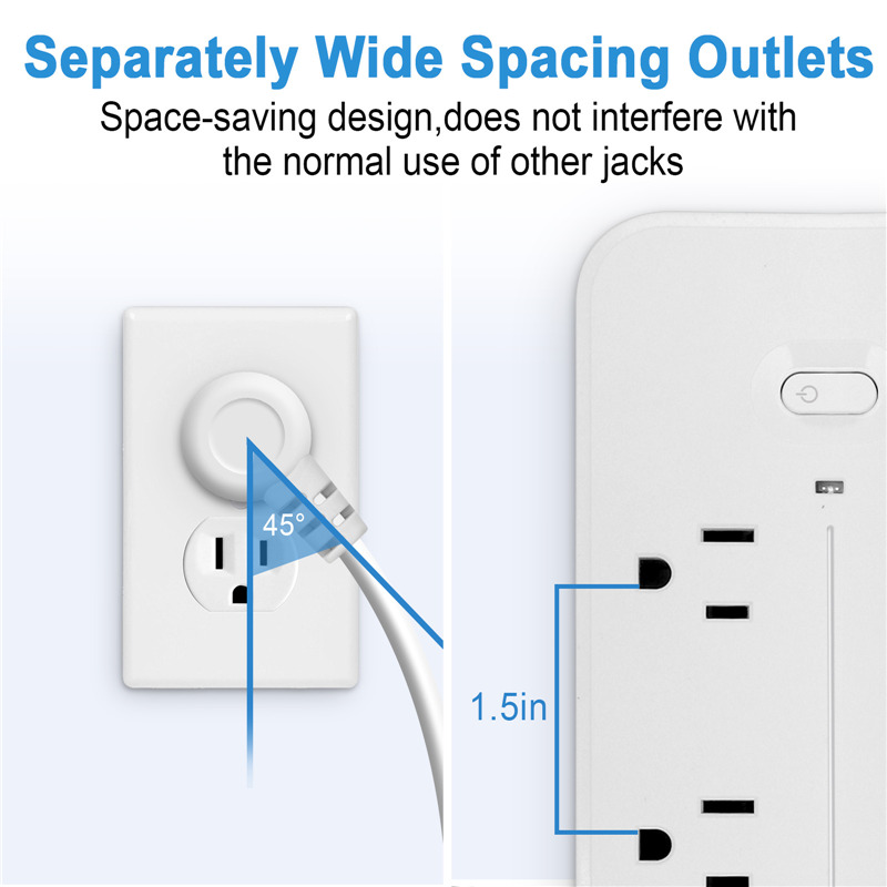 10 in 1 usb power strip 6 ac outlets 3 usb 1 type c ports