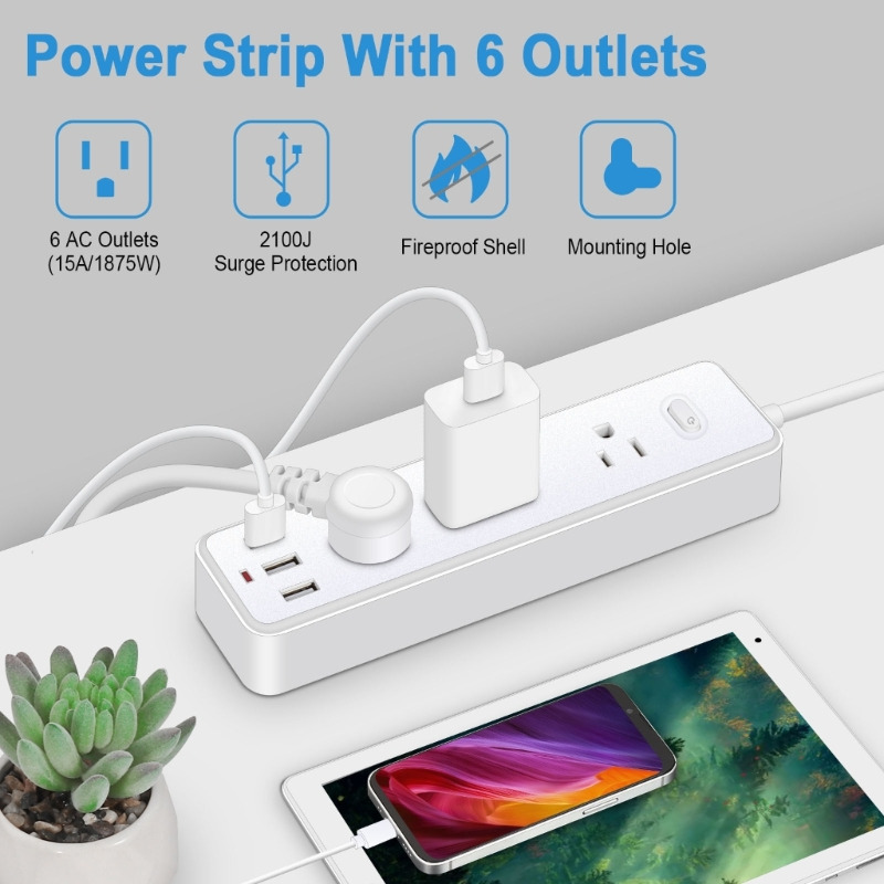 7 in 1 usb power strip 4 ac outlets 3 usb ports