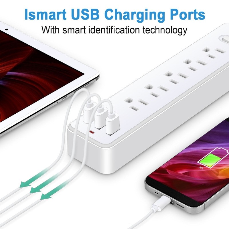 7 in 1 usb power strip 4 ac outlets 3 usb ports