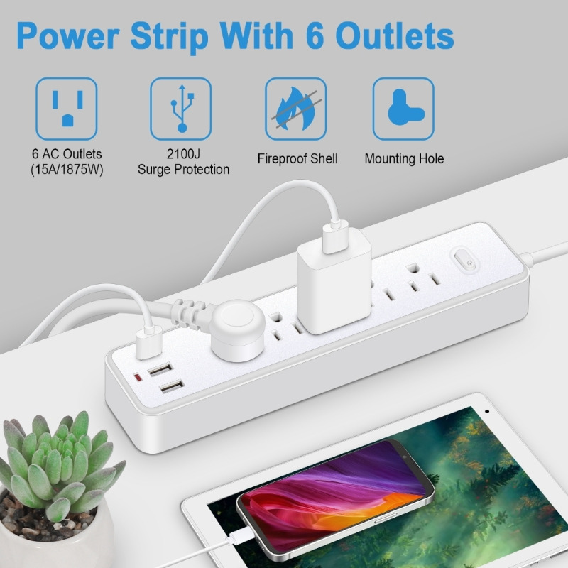 8 in 1 usb power strip 5 ac outlets 3 usb ports