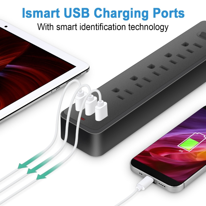 8 in 1 usb power strip 5 ac outlets 3 usb ports