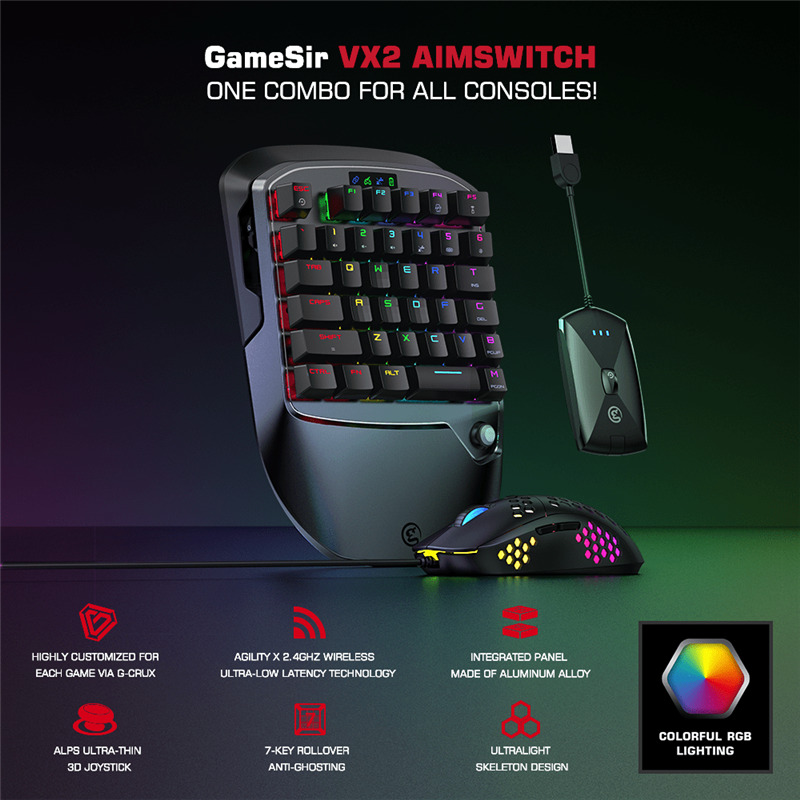GameSir VX2 AimSwitch keyboard mouse and adapter set