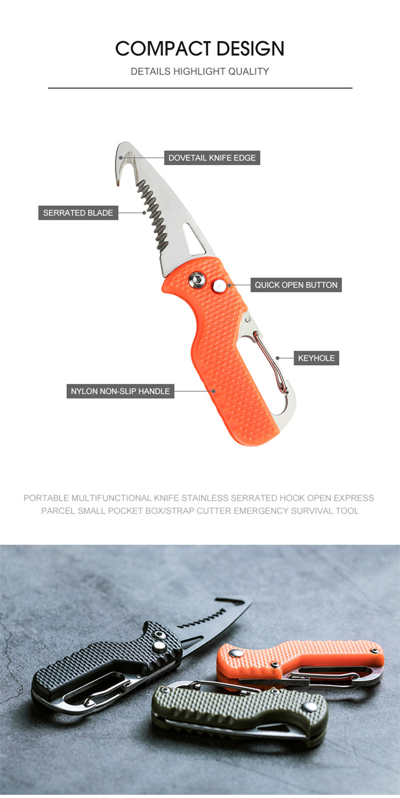 multifunctional knife stainless open parcel strap cutter