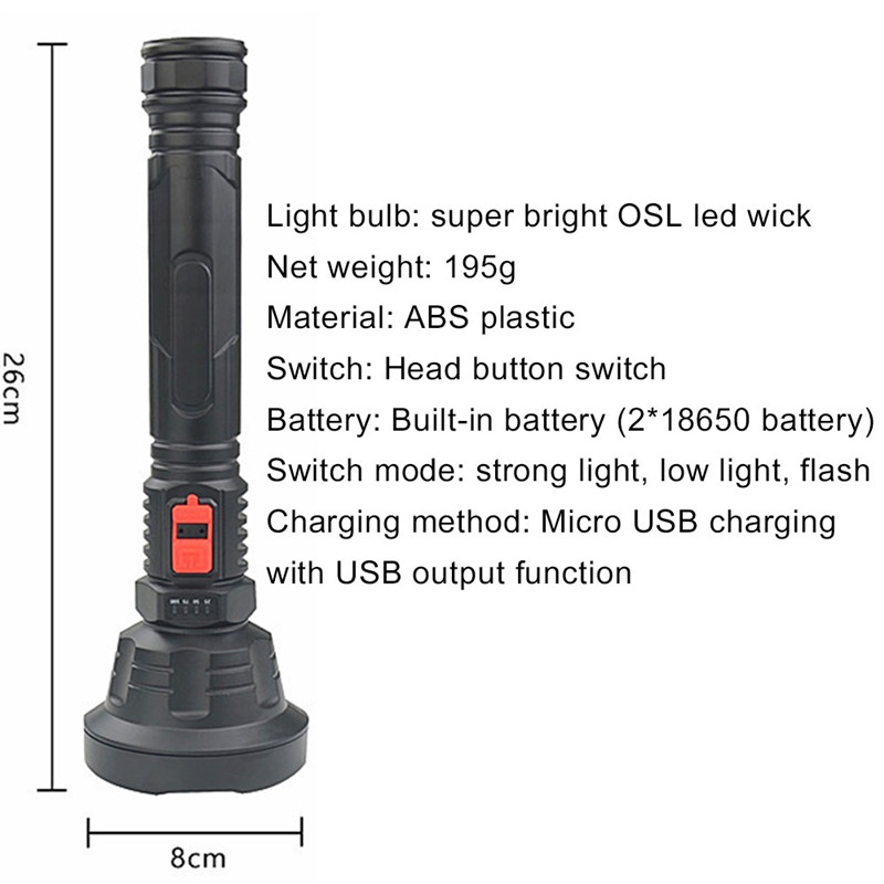 super bright portable LED flashlight rechargeable searchlight super bright portable LED flashlight rechargeable searchlight
