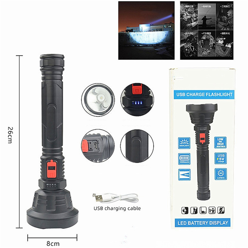 super bright portable LED flashlight rechargeable searchlight super bright portable LED flashlight rechargeable searchlight