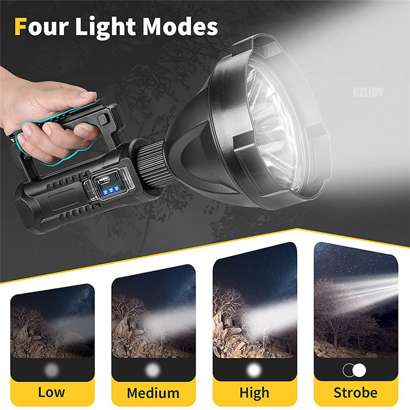 high power LED flashlight rechargeable torch fishing lantern