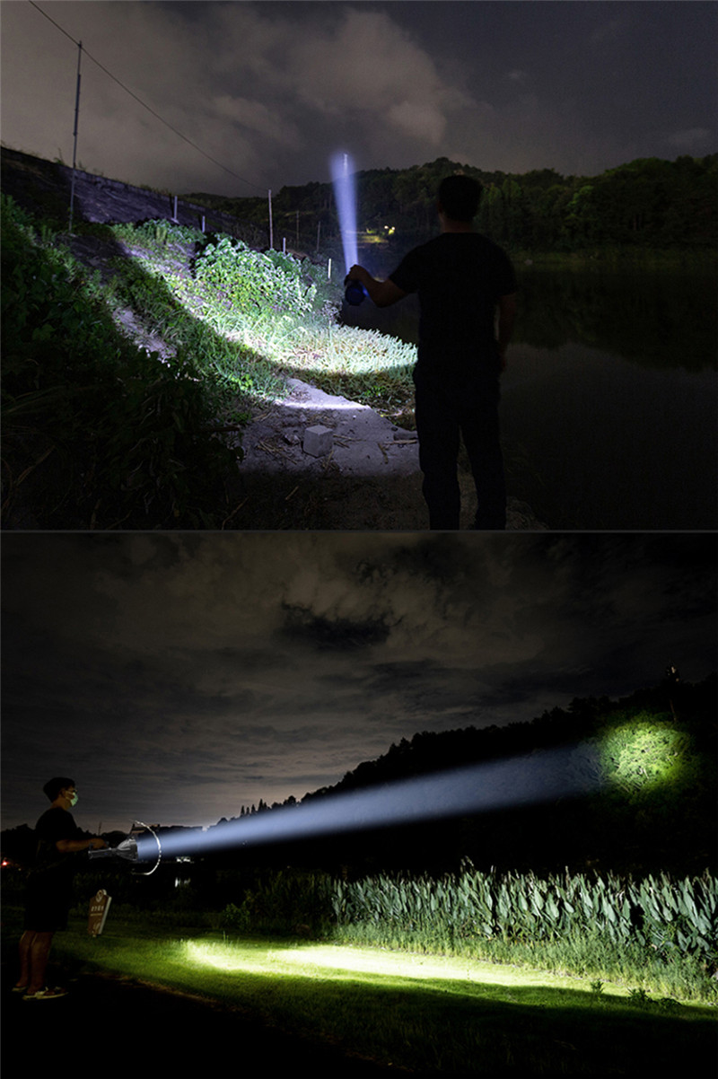 high power LED flashlight rechargeable torch fishing lantern