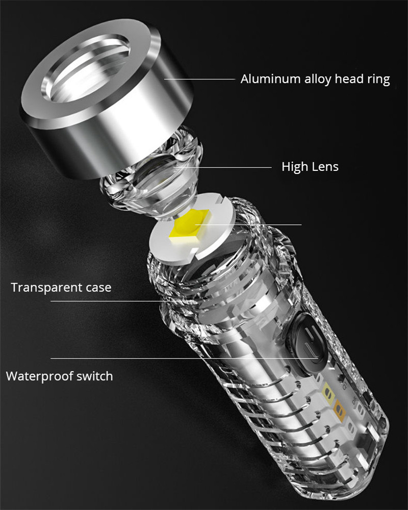 waterproof keychain flashlight portable torch light