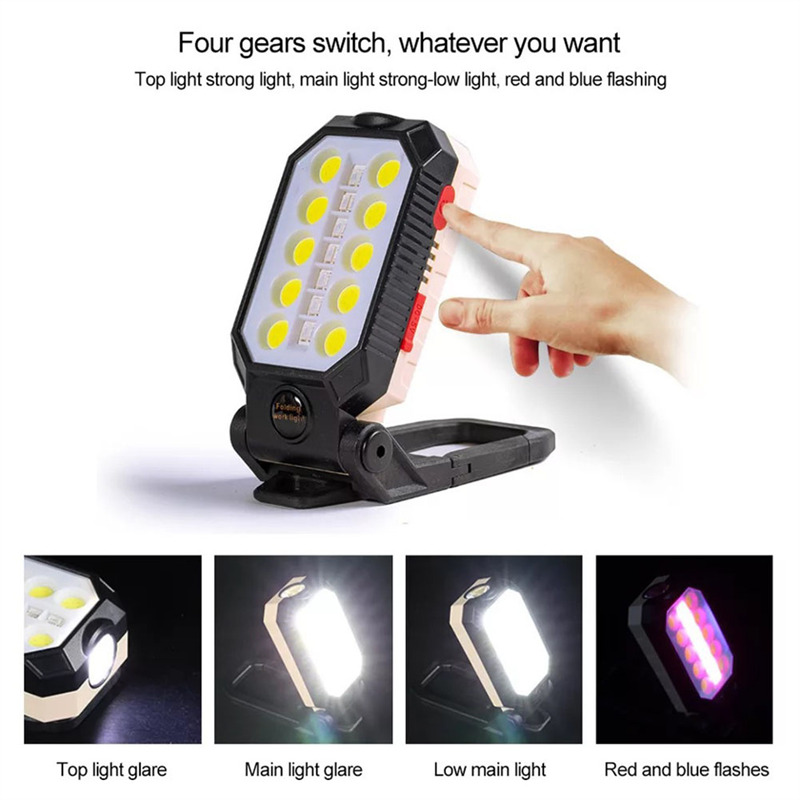 magnetic LED COB work light foldable flash light