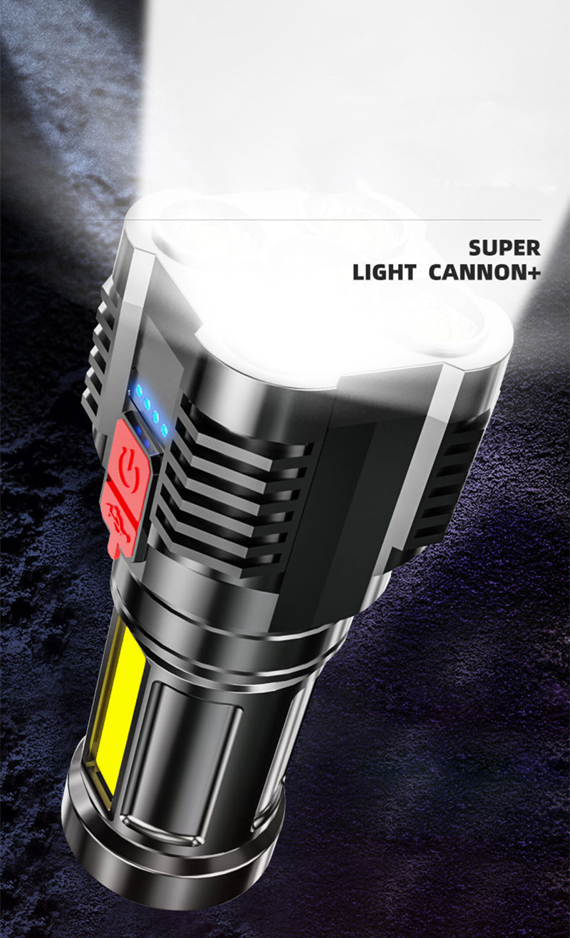 5 Heads Led portable flashlight side COB torch