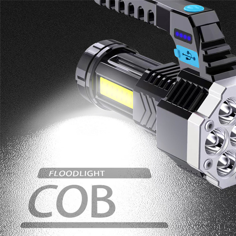 outdoor handheld LED flashlight portable rechargeable COB torch