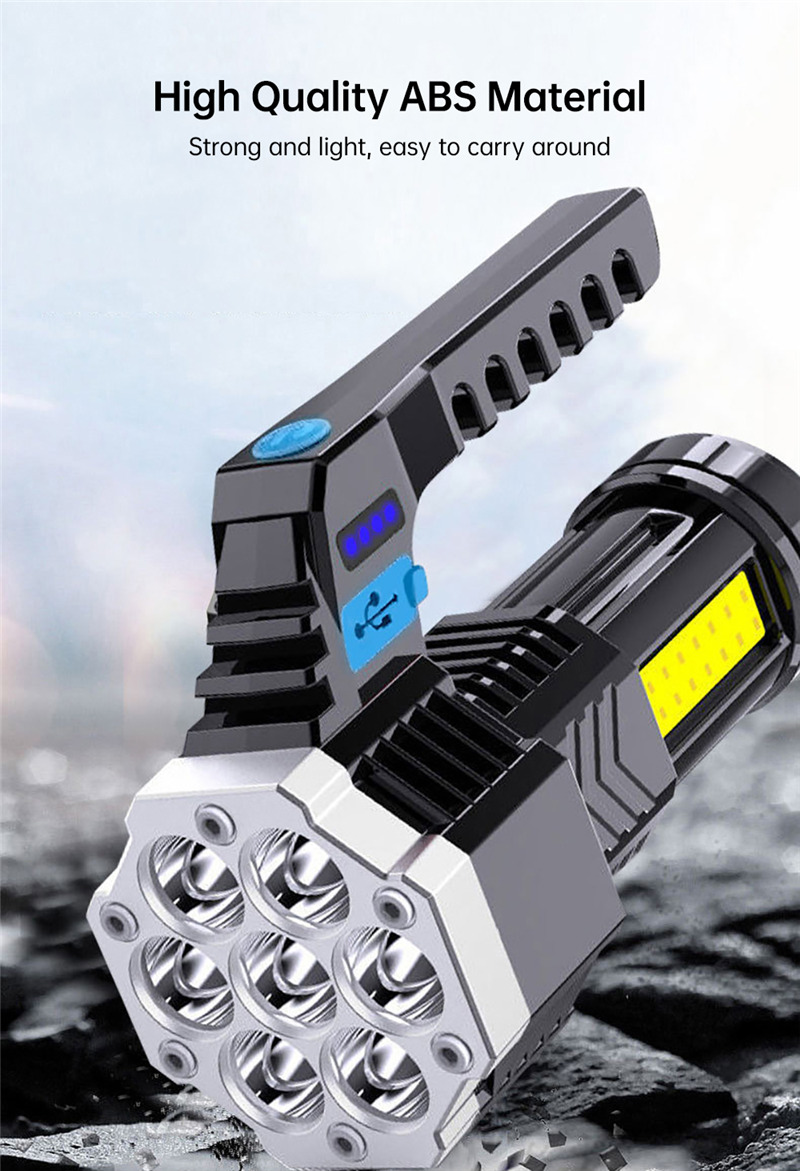 outdoor handheld LED flashlight portable rechargeable COB torch