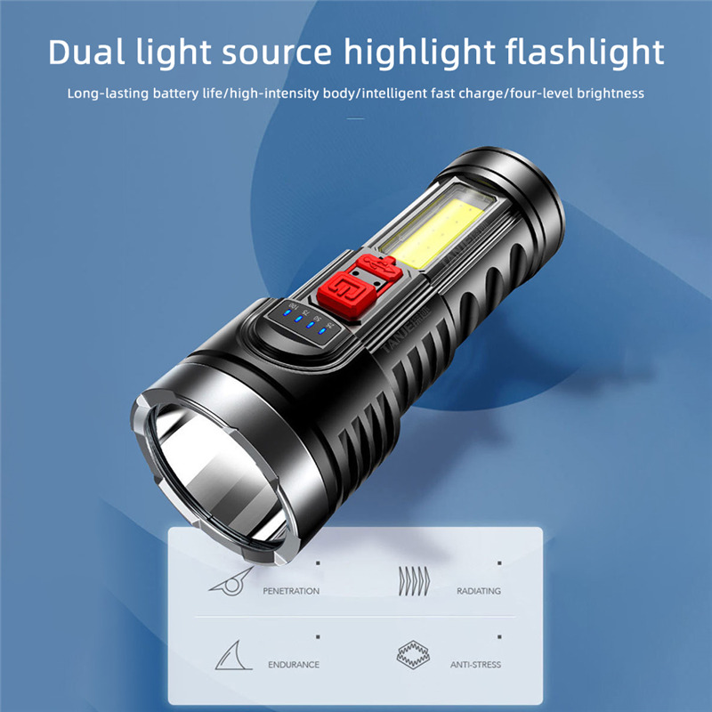 outdoor spotlight super bright led flashlight side COB torch