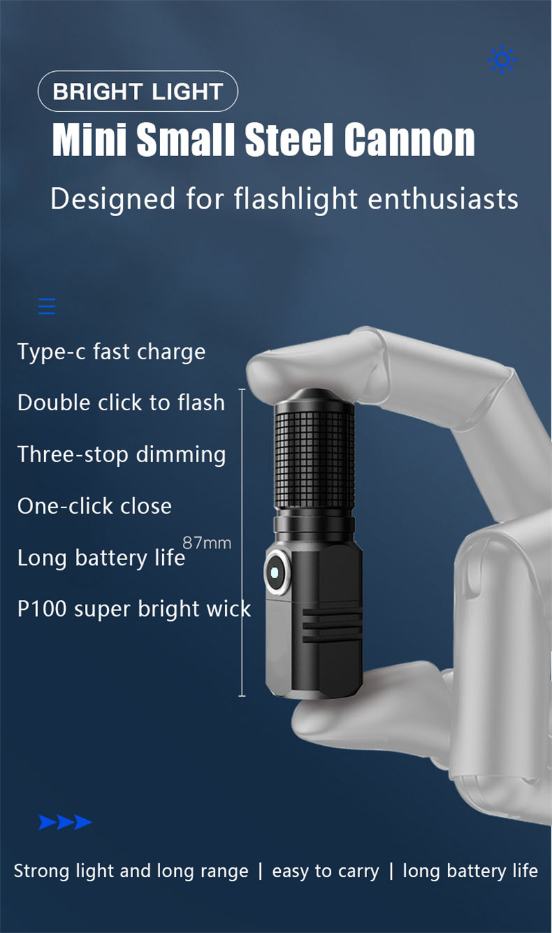 zoomable V6 mini LED torch rechargeable aluminum alloy flashlight