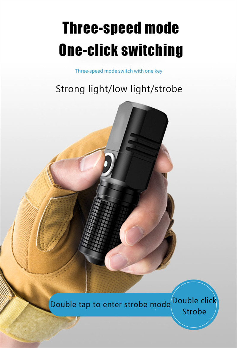 zoomable V6 mini LED torch rechargeable aluminum alloy flashlight