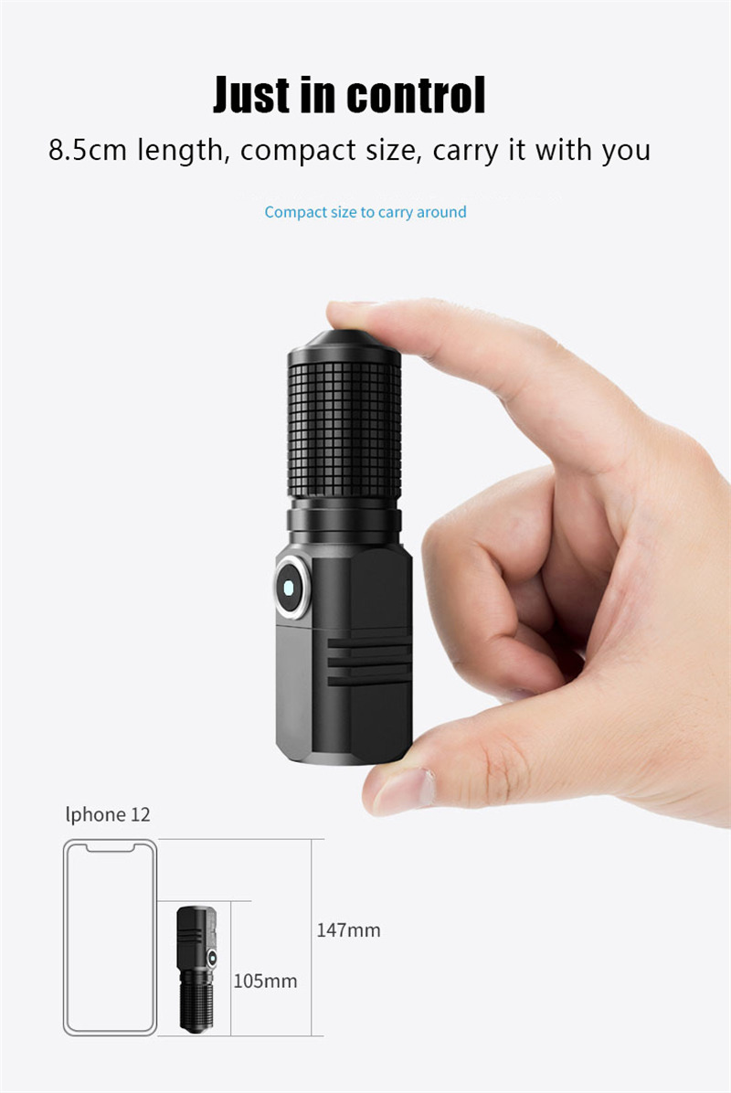 zoomable V6 mini LED torch rechargeable aluminum alloy flashlight