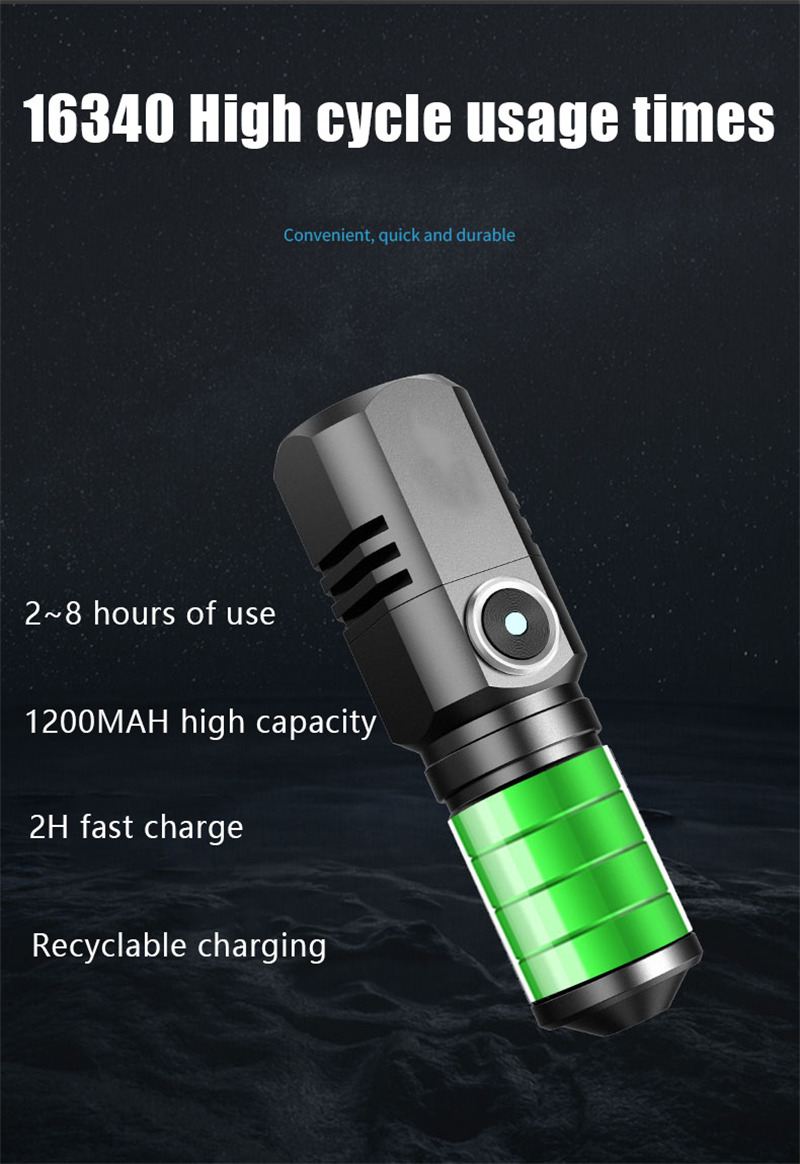 zoomable V6 mini LED torch rechargeable aluminum alloy flashlight