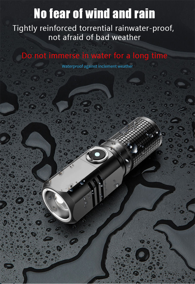 zoomable V6 mini LED torch rechargeable aluminum alloy flashlight