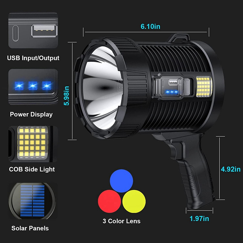outdoor solar spotlights rechargeable handheld flashlight