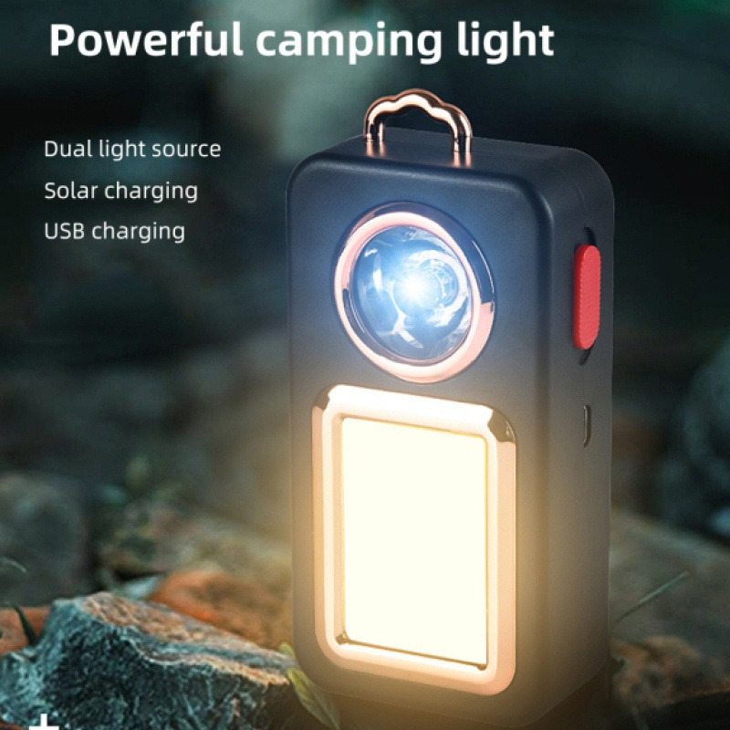 solar power keychain LED flashlight pocket COB work light