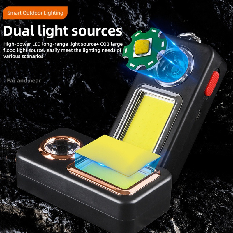 solar power keychain LED flashlight pocket COB work light
