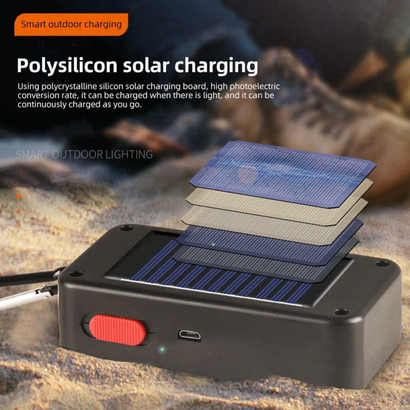 solar power keychain LED flashlight pocket COB work light