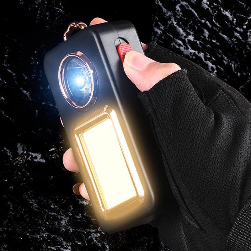 solar power keychain LED flashlight pocket COB work light