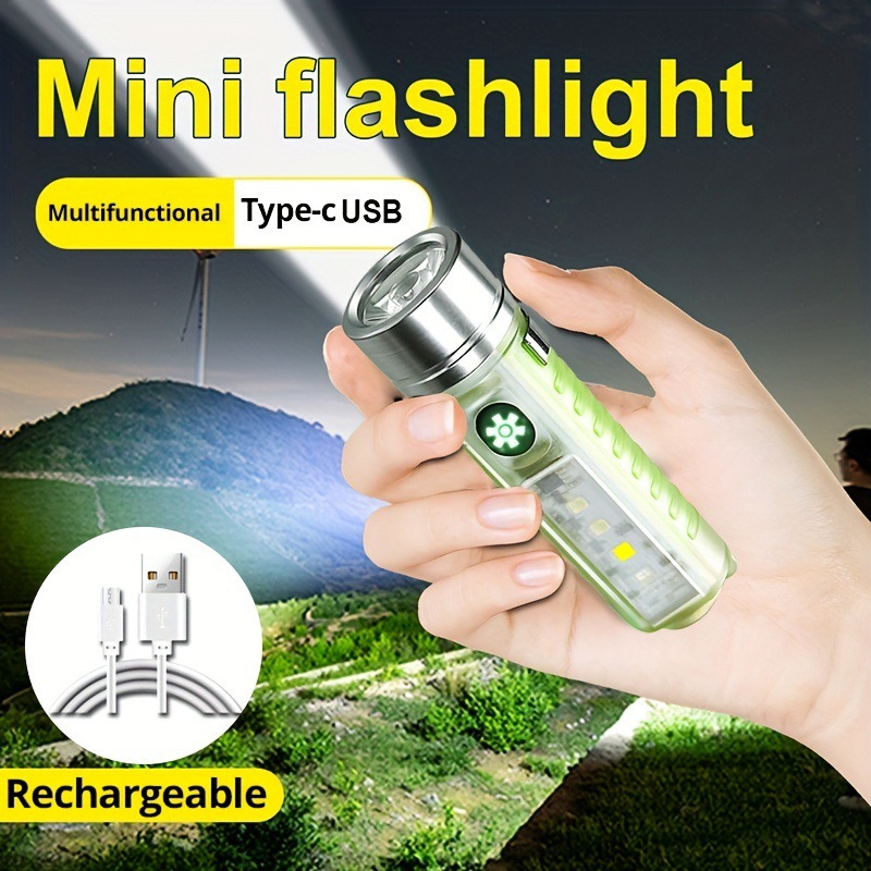 UV White Red Side light Mini LED Flashlight Rechargeable Torch