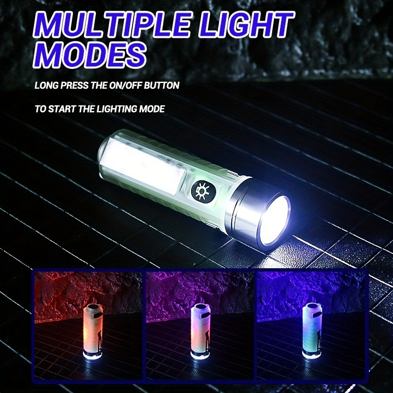 UV White Red Side light Mini LED Flashlight Rechargeable Torch