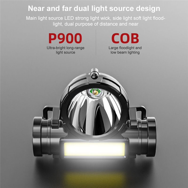 super bright headlight cob rechargeable head mounted flashlight