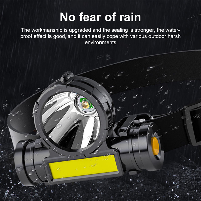 super bright headlight cob rechargeable head mounted flashlight