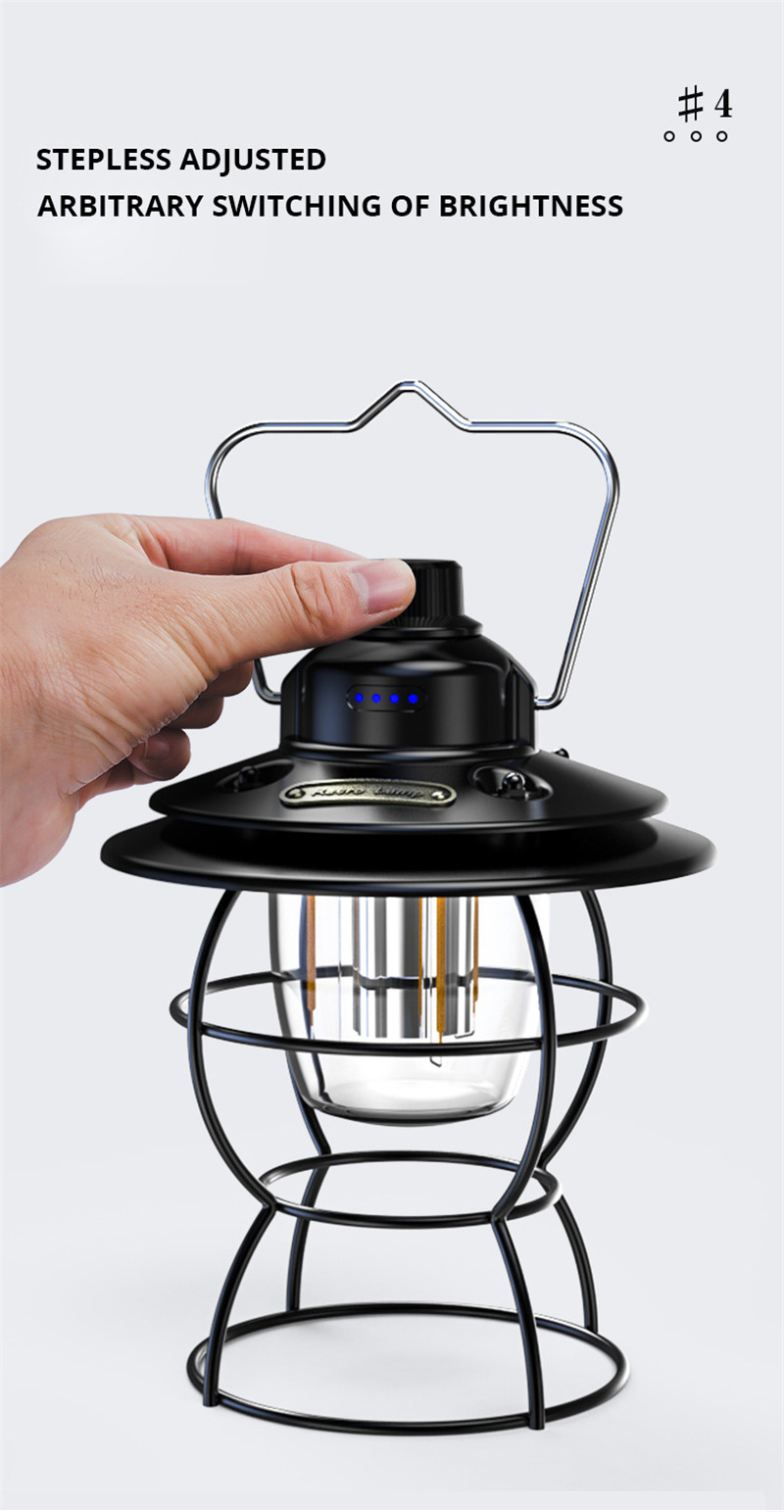 outdoor retro metal LED camping lamp tent lantern