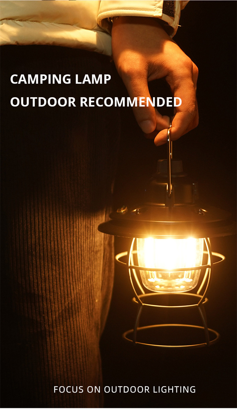outdoor retro metal LED camping lamp tent lantern