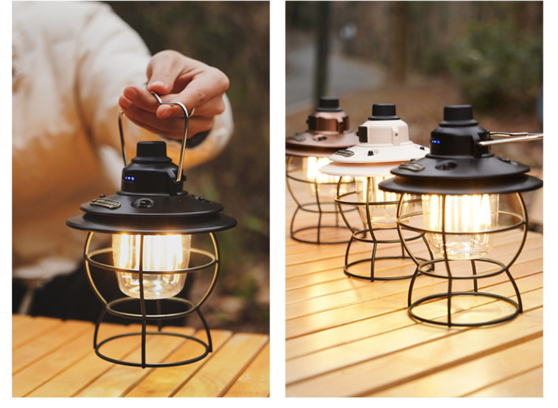 outdoor retro metal LED camping lamp tent lantern